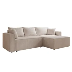Meubella - Hoekbank Lawrence - Beige - Ribstof - Rechts