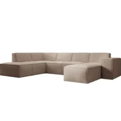 Meubella - Hoekbank Monet XL - Beige - Stof - Rechts