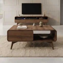 Meubella - Hoshii - Salontafel - Donker eikenpatroon - 108x65x45 cm