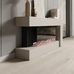 Meubella - Jumea - Elektrische sfeerhaard - Beige - 120x23x56 cm