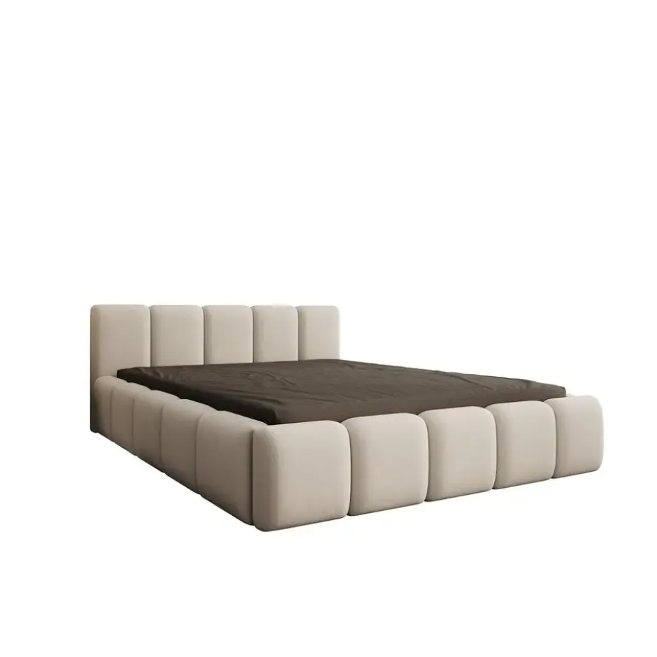 Meubella - Karisma - Tweepersoonsbed - Beige stof - 160x200 cm