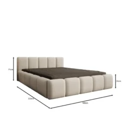 Meubella - Karisma - Tweepersoonsbed - Beige stof - 160x200 cm