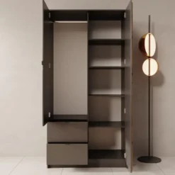 Meubella - Kavalli - Kledingkast met 2 deuren - Zwart - 102x55x201 cm