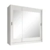 Meubella - Kledingkast Alcamo 2 - Wit - 205 cm - Met spiegel