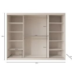 Meubella - Kledingkast Azai - Beige - 250 cm - Met spiegel