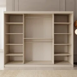Meubella - Kledingkast Azai - Beige - 250 cm - Met spiegel