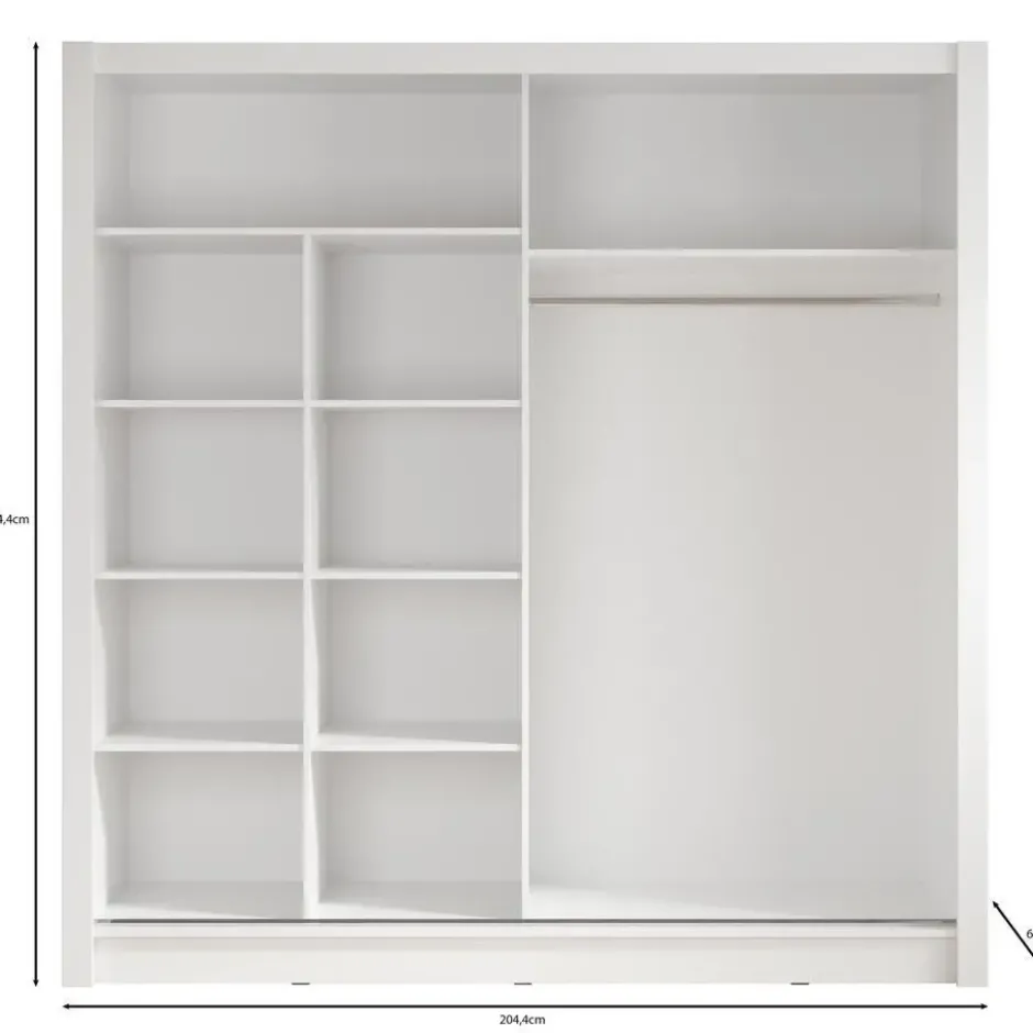 Meubella - Kledingkast Bazarre - Eiken - 205 cm - Met spiegel
