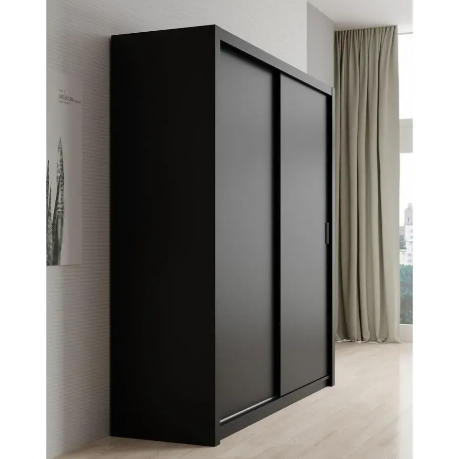 Meubella - Kledingkast Blake - Mat Zwart - 200 cm