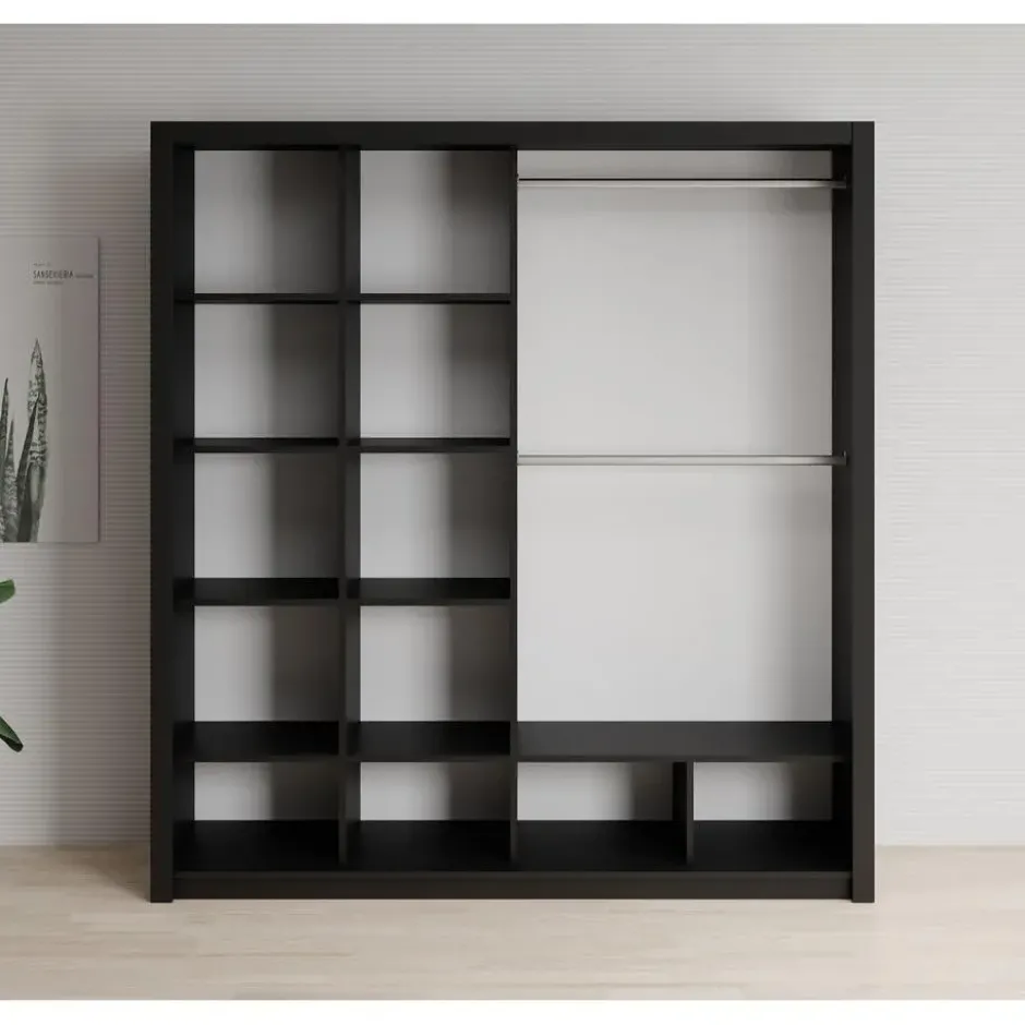 Meubella - Kledingkast Blake - Mat Zwart - 200 cm