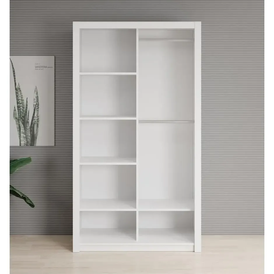 Meubella - Kledingkast Blake - Wit - 120 cm - Met spiegel