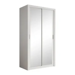 Meubella - Kledingkast Blake - Wit - 120 cm - Met spiegel