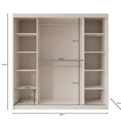 Meubella - Kledingkast Bodhi - Beige - 200 cm - Met spiegel