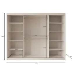 Meubella - Kledingkast Bodhi - Beige - 250 cm - Met spiegel