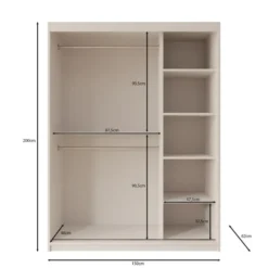 Meubella - Kledingkast Bodhi - Beige - 150 cm - Met spiegel