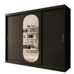 Meubella - Kledingkast Bodhi - Zwart - 250 cm - Met spiegel
