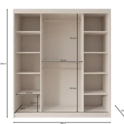 Meubella - Kledingkast Bodhi - Zwart - 180 cm - Met spiegel