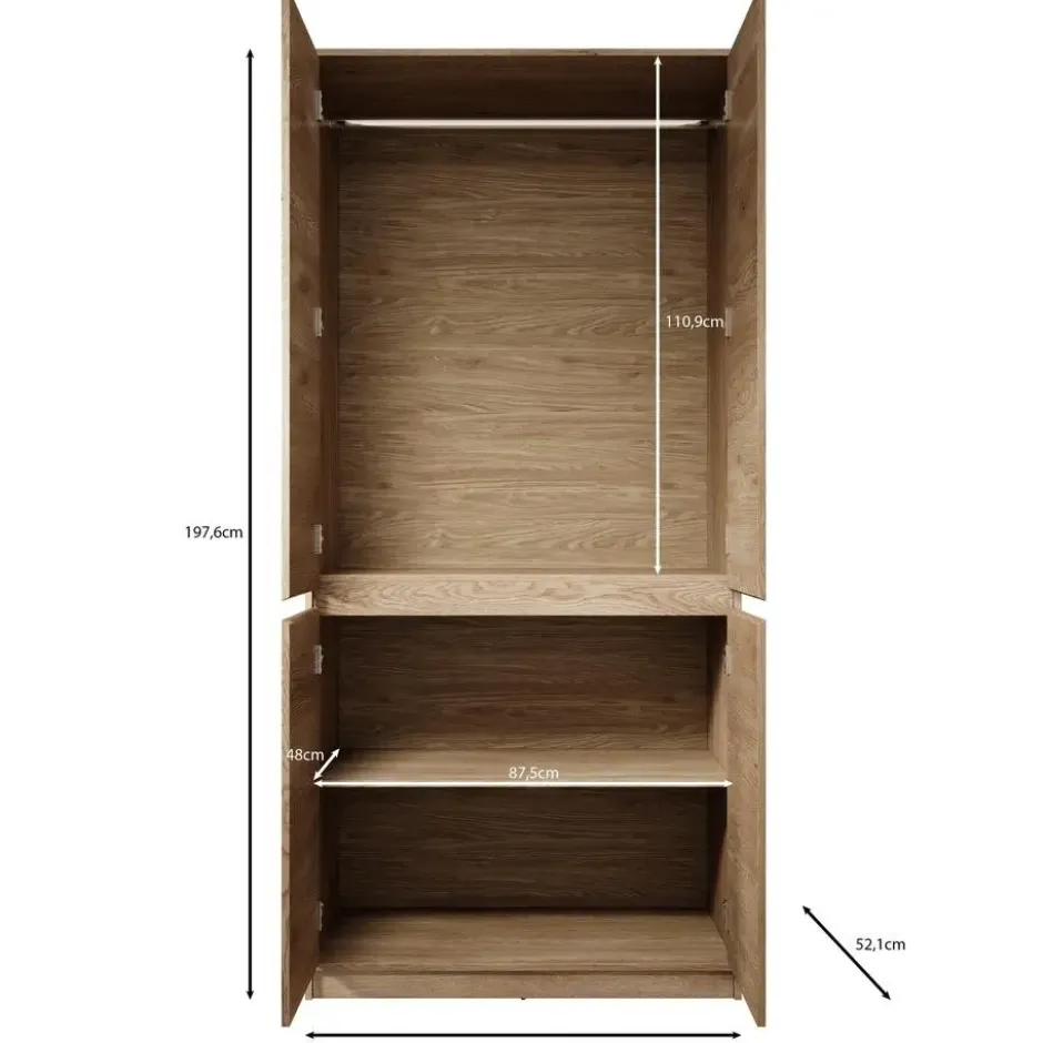 Meubella - Kledingkast Cuarto - Eiken - 91 cm