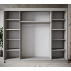 Meubella - Kledingkast Eagle - Beige - 250 cm - Met spiegel