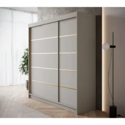 Meubella - Kledingkast Eagle - Beige - 200 cm