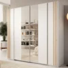 Meubella - Kledingkast Franklin - Wit - 220 cm - Met spiegel