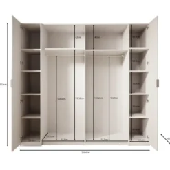 Meubella - Kledingkast Franklin - Wit - 220 cm - Met spiegel