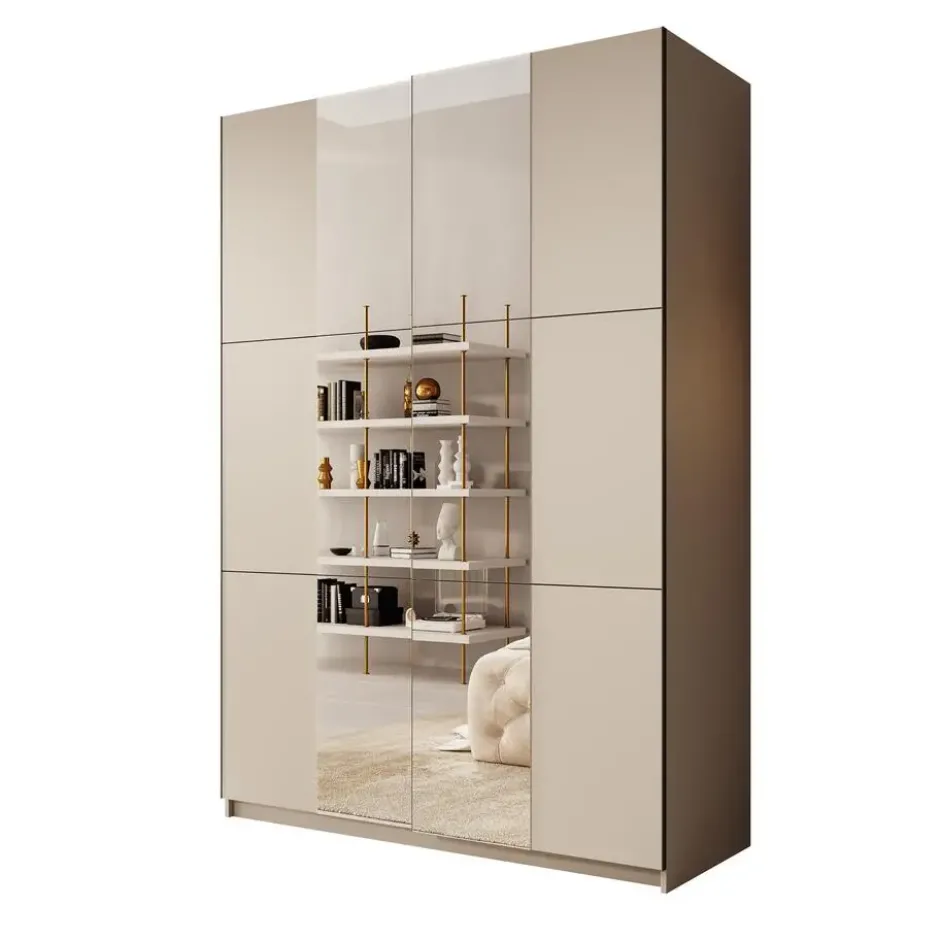 Meubella - Kledingkast Landon - Beige - 150 cm - Met spiegel