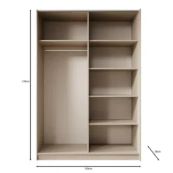 Meubella - Kledingkast Landon - Beige - 150 cm - Met spiegel