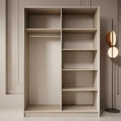 Meubella - Kledingkast Landon - Beige - 150 cm - Met spiegel