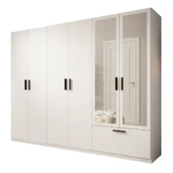 Meubella - Kledingkast Lillian - Wit - 270 cm - Met spiegel