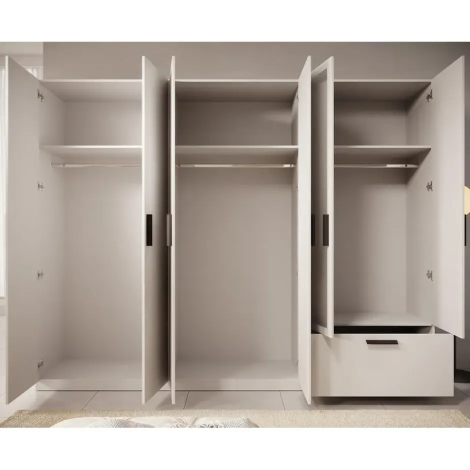 Meubella - Kledingkast Lillian - Wit - 270 cm - Met spiegel