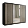 Meubella - Kledingkast Lisbon 2 - Zwart - 250 cm - Met spiegel