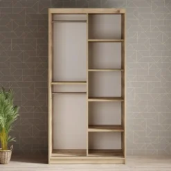 Meubella - Kledingkast Luxor - Zwart - Eiken - 100 cm