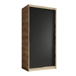 Meubella - Kledingkast Luxor - Zwart - Eiken - 100 cm