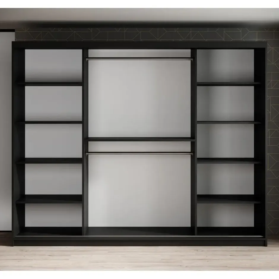 Meubella - Kledingkast Mandalin - Zwart - 250 cm