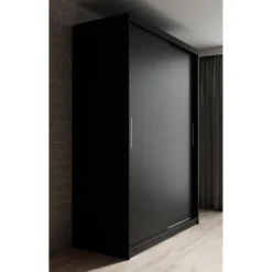 Meubella - Kledingkast Mandalin - Zwart - 150 cm