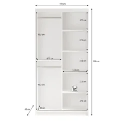 Meubella - Kledingkast Mandalin - Zwart - 100 cm - Met spiegel