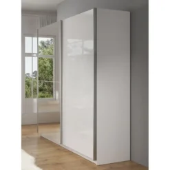Meubella - Kledingkast Mariah - Wit - 217 cm - Met spiegel