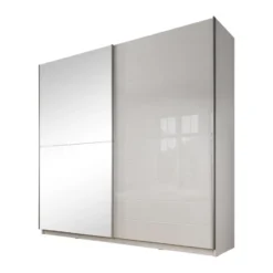 Meubella - Kledingkast Mariah - Wit - 217 cm - Met spiegel