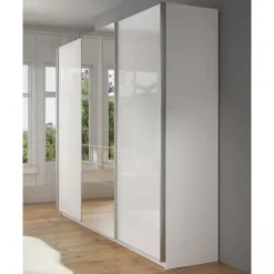 Meubella - Kledingkast Mariah 2 - Wit - 263 cm - Met spiegel