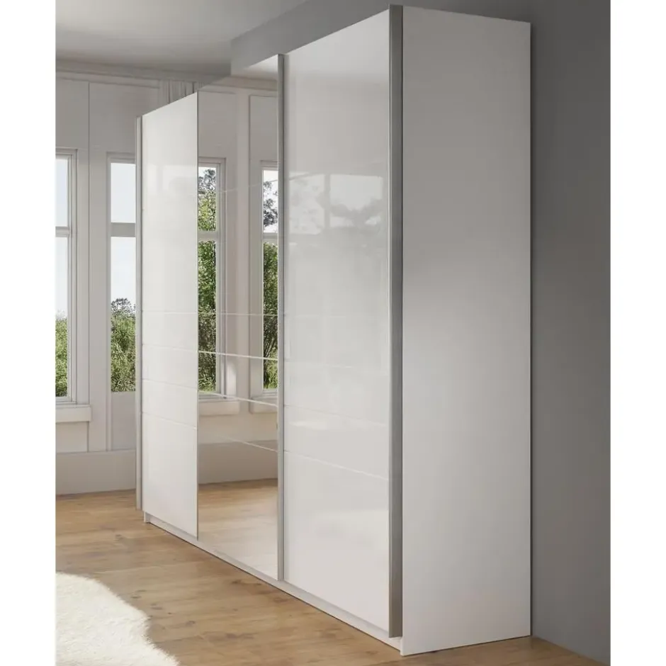 Meubella - Kledingkast Mariah 2 - Wit - 263 cm - Met spiegel