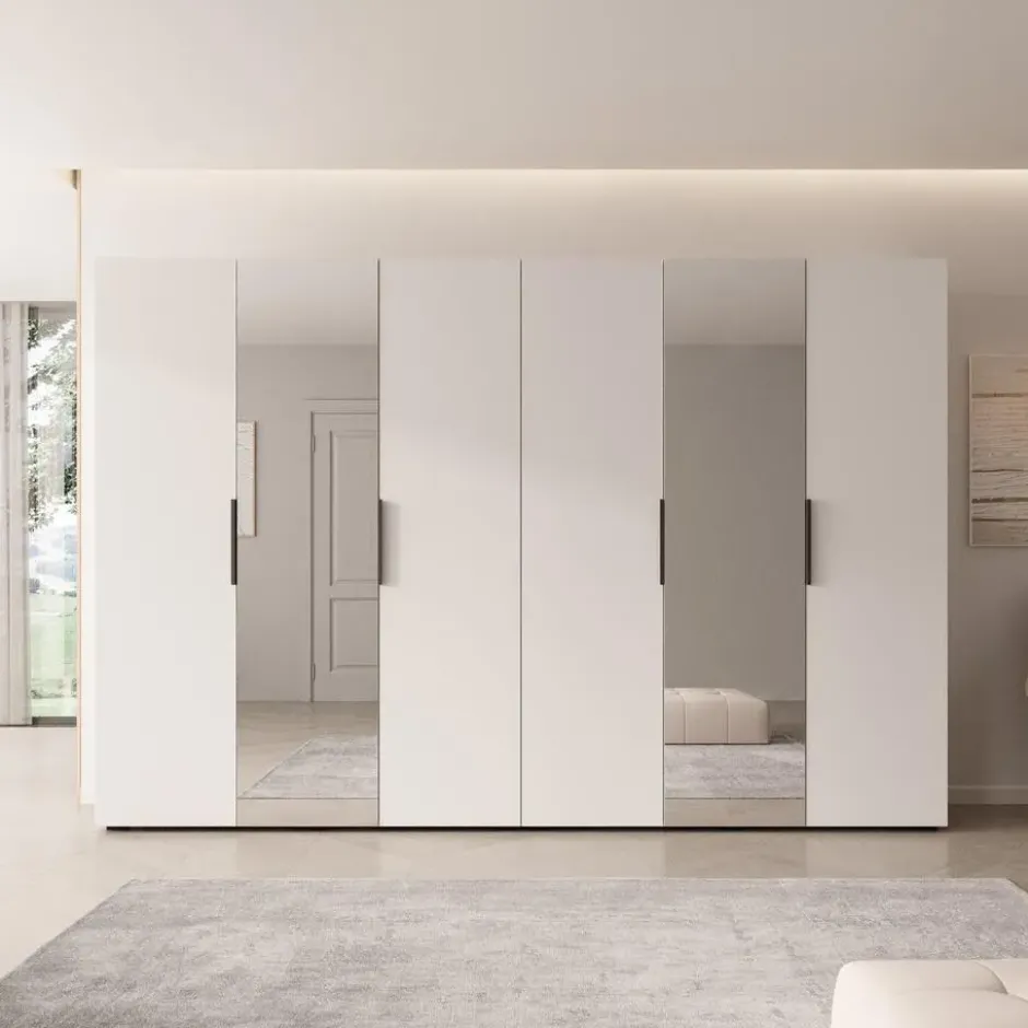 Meubella - Kledingkast Marquesa - Wit - 300 cm - Met spiegel