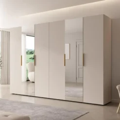 Meubella - Kledingkast Marquesa - Beige - 300 cm - Met spiegel