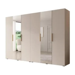 Meubella - Kledingkast Marquesa - Beige - 300 cm - Met spiegel