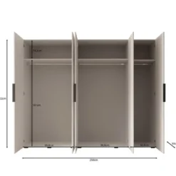 Meubella - Kledingkast Marquesa - Beige - 300 cm - Met spiegel