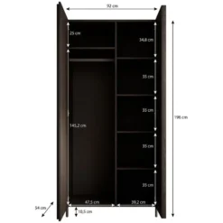 Meubella - Kledingkast Paz - Donkerbruin eiken - 92 cm