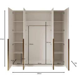 Meubella - Kledingkast Sabre - Beige - 200 cm - Met spiegel