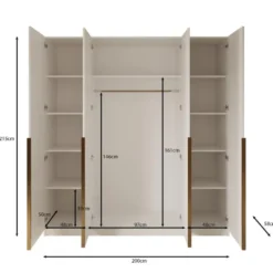 Meubella - Kledingkast Sabre - Beige - 200 cm