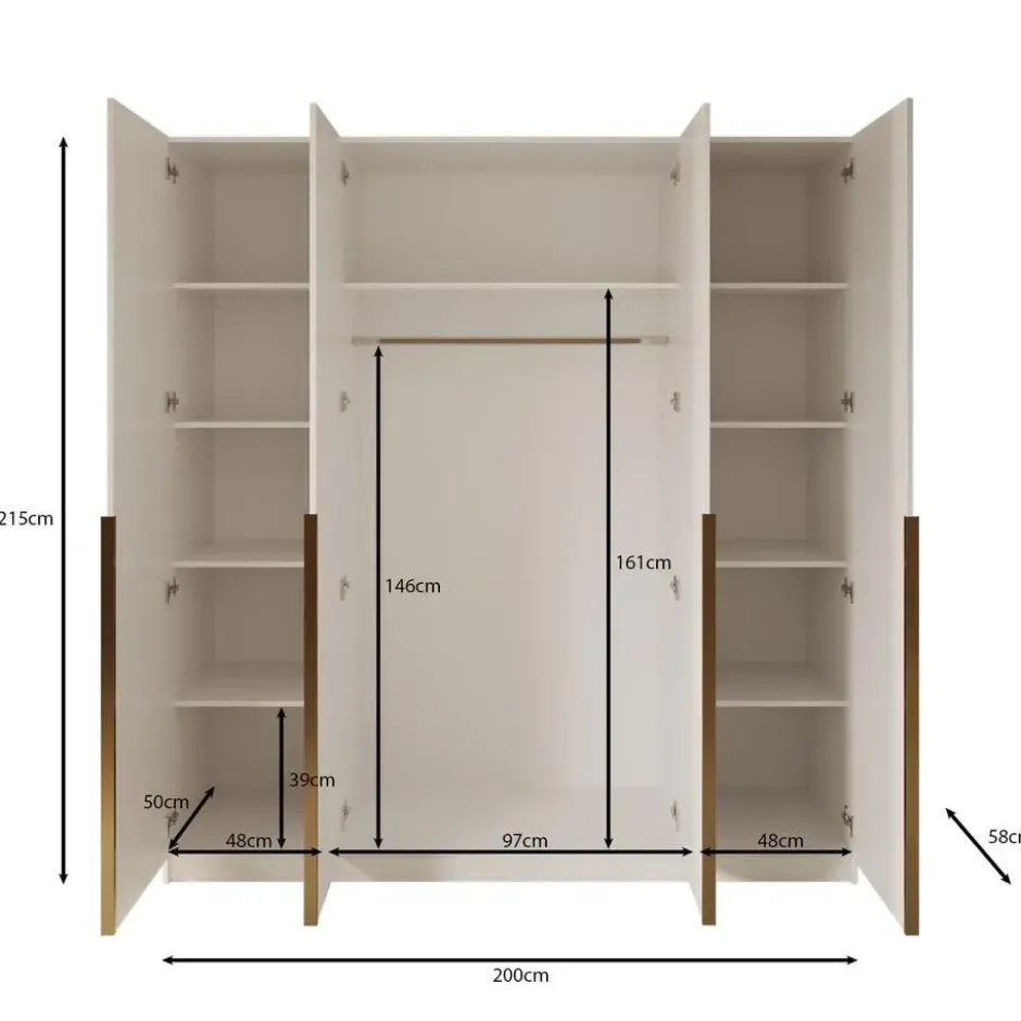 Meubella - Kledingkast Sabre - Beige - 200 cm