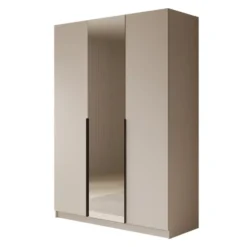 Meubella - Kledingkast Sabre - Beige - 150 cm - Met spiegel