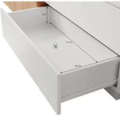 Meubella - Kledingkast Three - Wit - Eiken - 230 cm